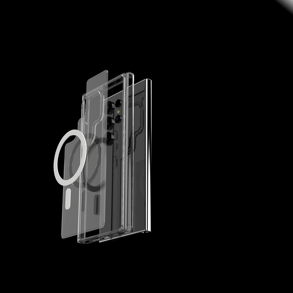 Galaxy S25 Ultra Kılıf Magsafe Şarj Özellikli Şeffaf Sert PC Zore Embos Kapak Şeffaf