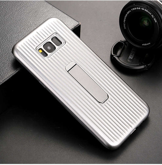 Galaxy S8 Plus Kılıf Zore Wave Standlı Mıknatıslı Kapak Gri