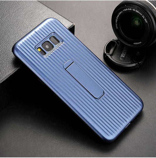 Galaxy S8 Plus Kılıf Zore Wave Standlı Mıknatıslı Kapak Lacivert