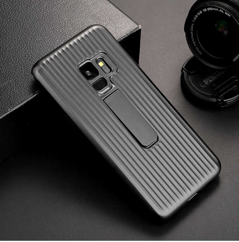 Galaxy S9 Kılıf Zore Wave Standlı Mıknatıslı Kapak Siyah