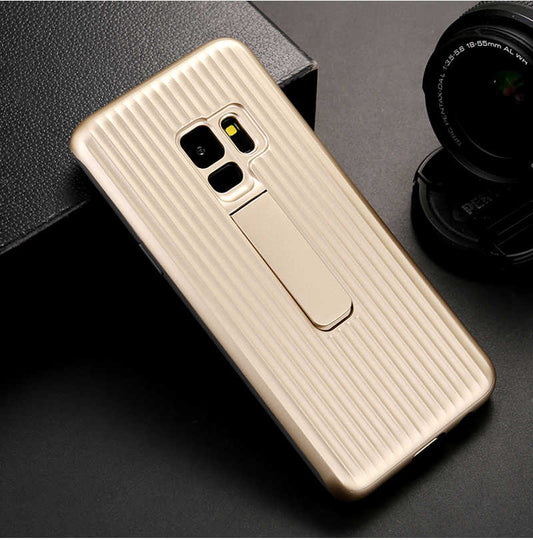Galaxy S9 Plus Kılıf Zore Wave Standlı Mıknatıslı Kapak Gold