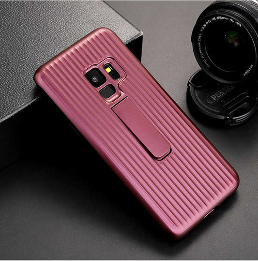 Galaxy S9 Plus Kılıf Zore Wave Standlı Mıknatıslı Kapak Mürdüm
