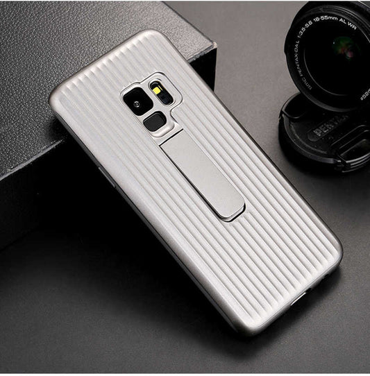 Galaxy S9 Plus Kılıf Zore Wave Standlı Mıknatıslı Kapak Gri
