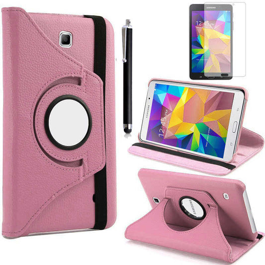 Galaxy Tab 4 7.0 T230 Zore Dönebilen Standlı Kılıf Pembe Açık
