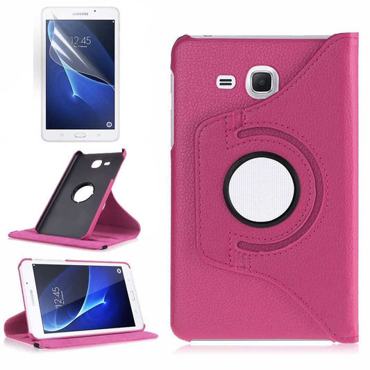 Galaxy Tab 4 T280 Zore Dönebilen Standlı Kılıf Pembe Koyu