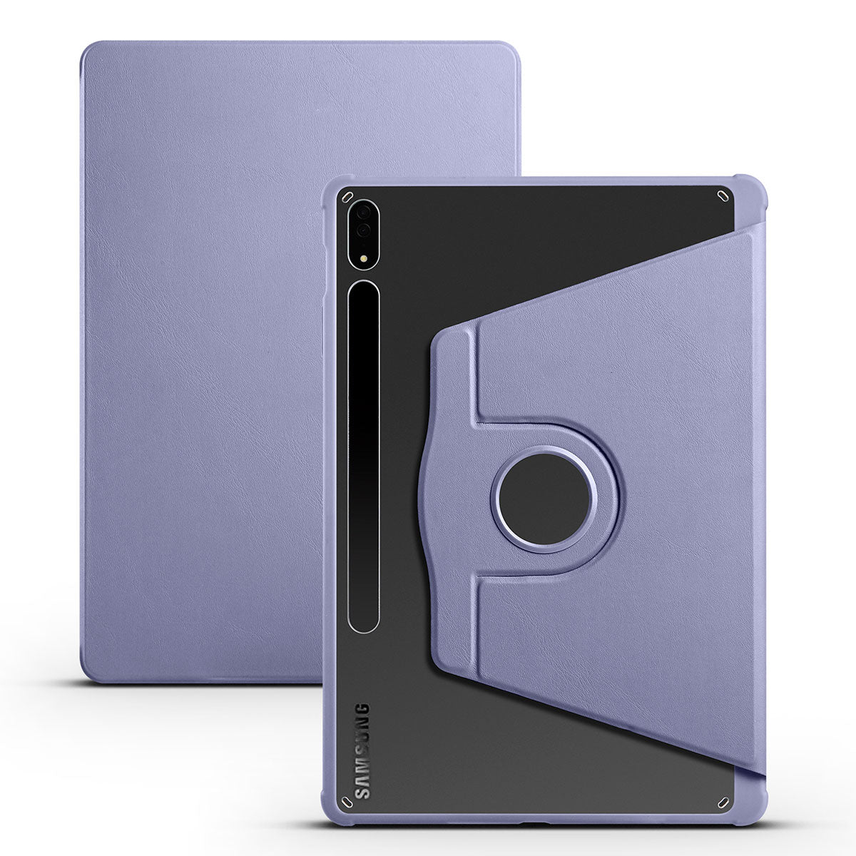 Galaxy Tab S7 FE LTE (T737-T736-T733-T730) Kılıf Zore Termik Kalem Bölmeli Dönebilen Standlı Kılıf Lavendery Gray
