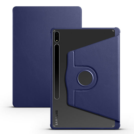 Galaxy Tab S7 Plus T970 Kılıf Zore Termik Kalem Bölmeli Dönebilen Standlı Kılıf Lacivert