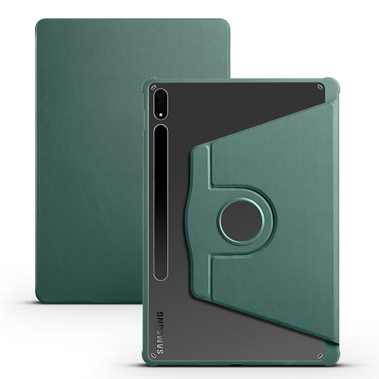 Galaxy Tab S7 Plus T970 Kılıf Zore Termik Kalem Bölmeli Dönebilen Standlı Kılıf Koyu Yeşil
