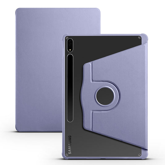 Galaxy Tab S7 Plus T970 Kılıf Zore Termik Kalem Bölmeli Dönebilen Standlı Kılıf Lavendery Gray