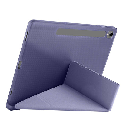 Galaxy Tab S9 FE Kılıf Zore Tri Folding Kalem Bölmeli Standlı Kılıf Mor