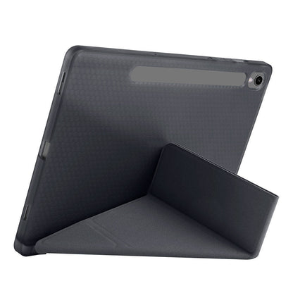 Galaxy Tab S9 FE Kılıf Zore Tri Folding Kalem Bölmeli Standlı Kılıf Gri