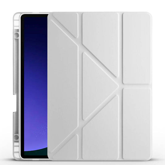 Galaxy Tab S9 FE Kılıf Zore Tri Folding Kalem Bölmeli Standlı Kılıf Gri