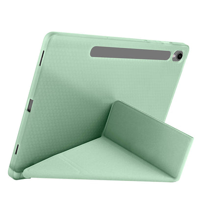 Galaxy Tab S9 FE Kılıf Zore Tri Folding Kalem Bölmeli Standlı Kılıf Gri