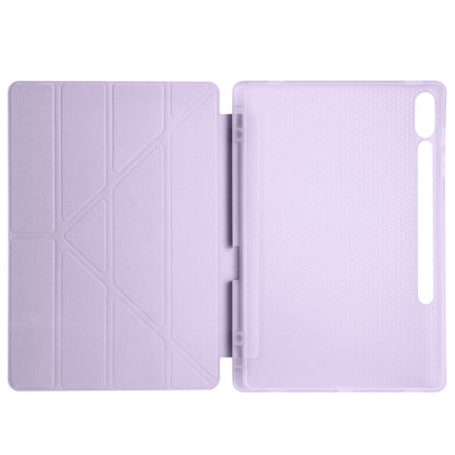 Galaxy Tab S9 FE Plus Kılıf Zore Tri Folding Kalem Bölmeli Standlı Kılıf Lila