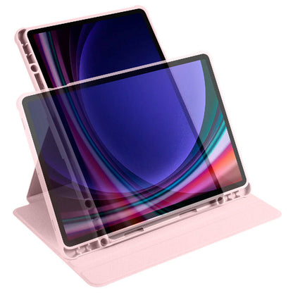 Galaxy Tab S9 Kılıf Zore Termik Kalem Bölmeli Dönebilen Standlı Kılıf Pembe