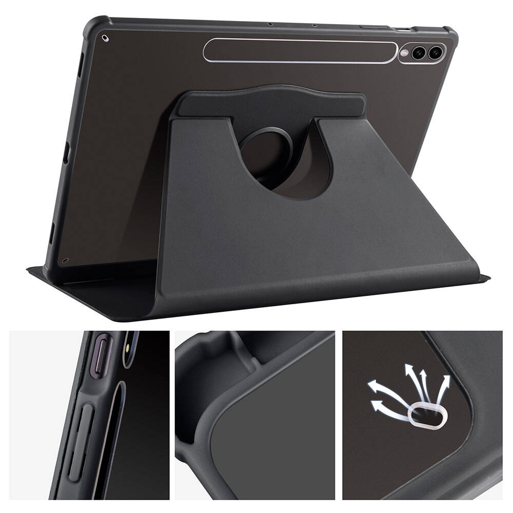 Galaxy Tab S9 Plus Kılıf Zore Termik Kalem Bölmeli Dönebilen Standlı Kılıf Koyu Yeşil
