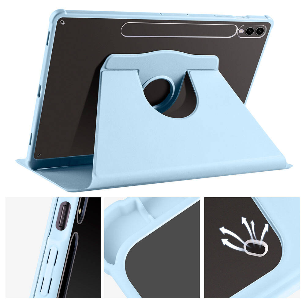 Galaxy Tab S9 Plus Kılıf Zore Termik Kalem Bölmeli Dönebilen Standlı Kılıf Koyu Yeşil