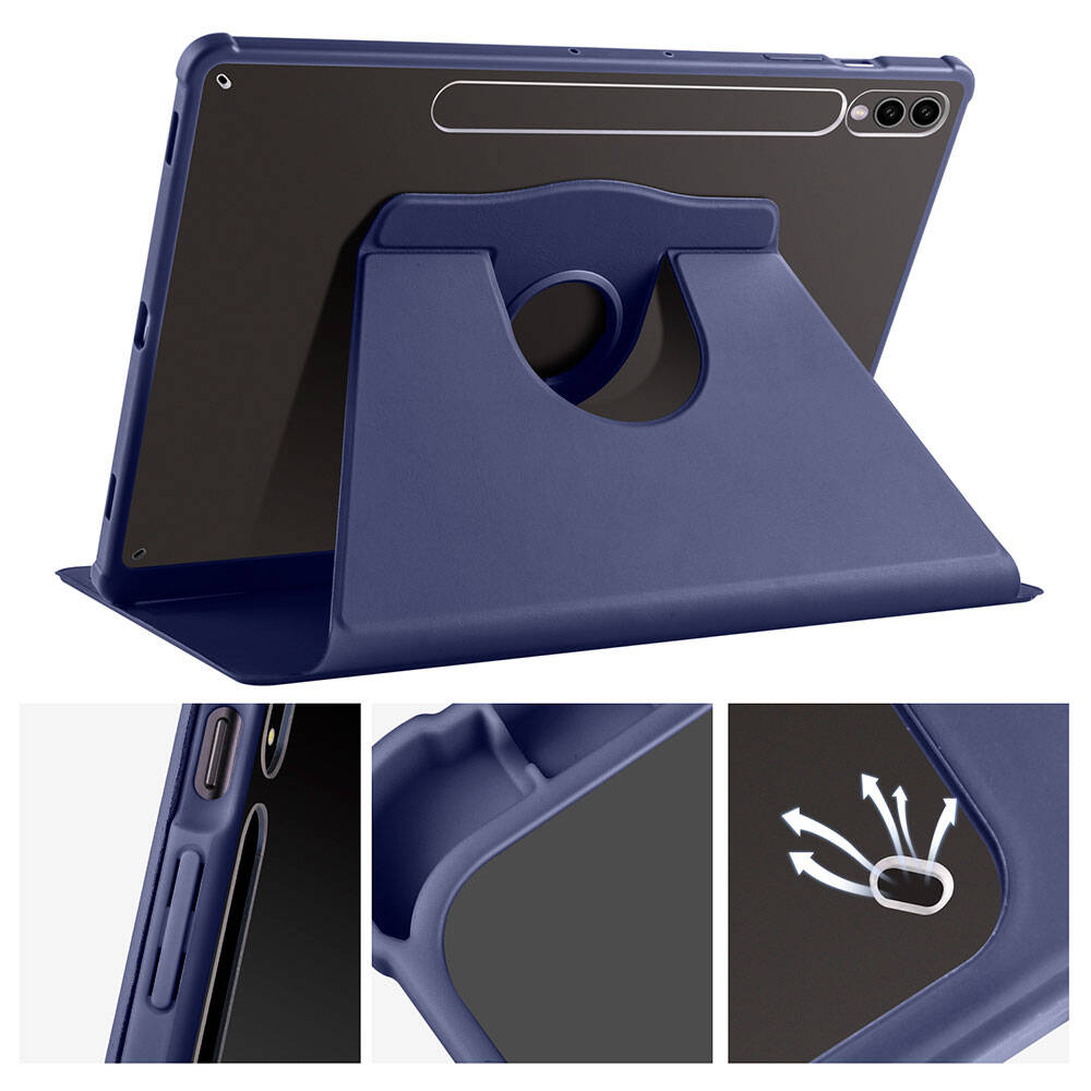 Galaxy Tab S9 Plus Kılıf Zore Termik Kalem Bölmeli Dönebilen Standlı Kılıf Koyu Yeşil