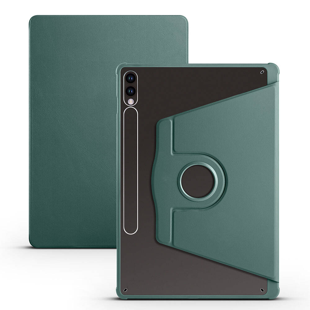Galaxy Tab S9 Plus Kılıf Zore Termik Kalem Bölmeli Dönebilen Standlı Kılıf Koyu Yeşil