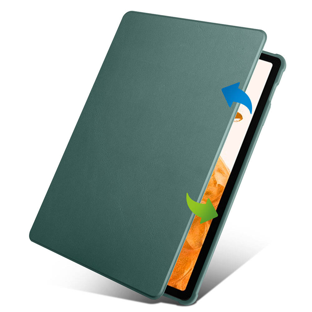 Galaxy Tab S9 Plus Kılıf Zore Termik Kalem Bölmeli Dönebilen Standlı Kılıf Koyu Yeşil
