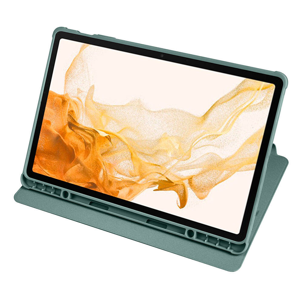Galaxy Tab S9 Plus Kılıf Zore Termik Kalem Bölmeli Dönebilen Standlı Kılıf Koyu Yeşil