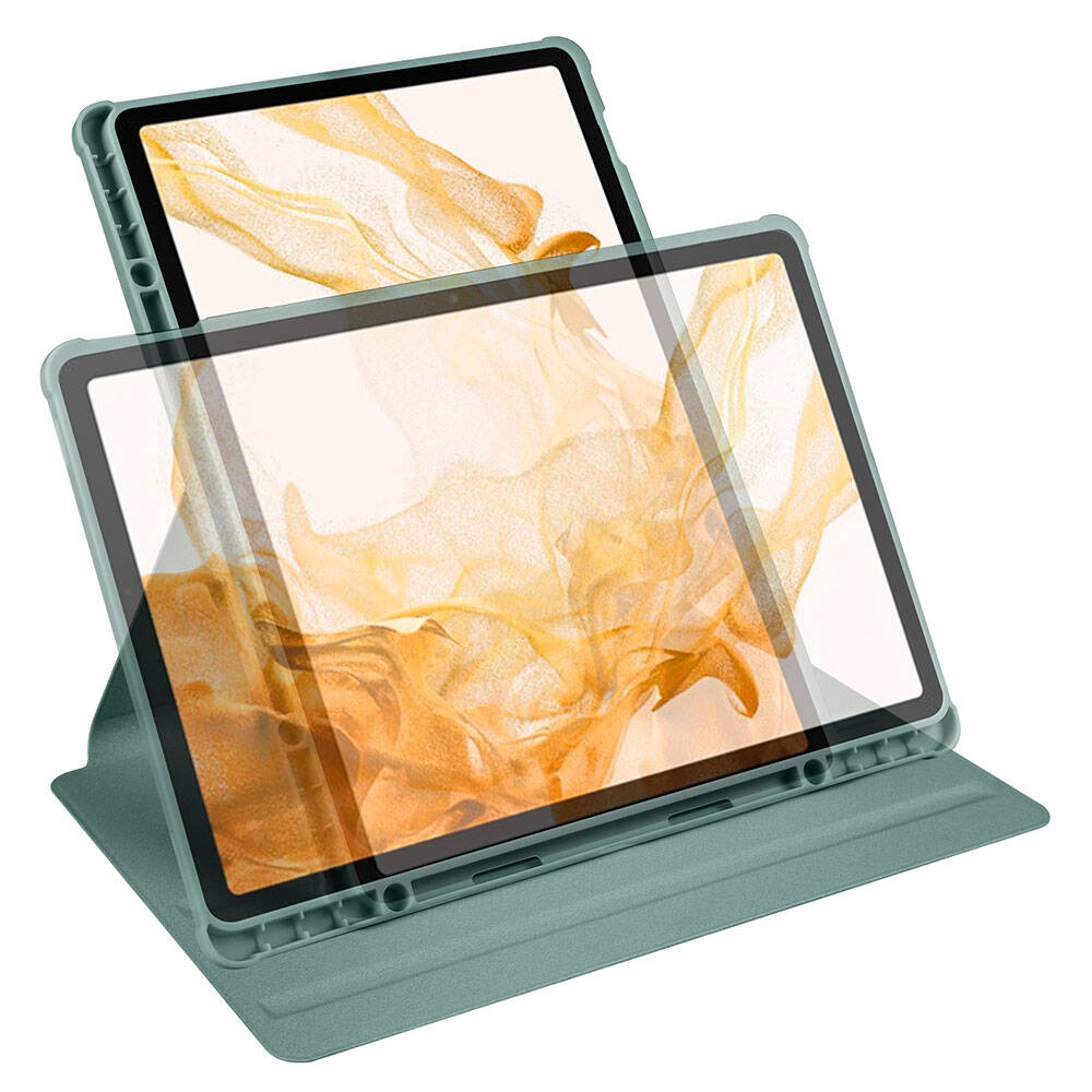 Galaxy Tab S9 Plus Kılıf Zore Termik Kalem Bölmeli Dönebilen Standlı Kılıf Koyu Yeşil