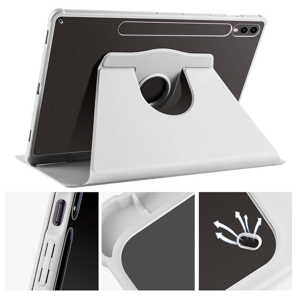 Galaxy Tab S9 Plus Kılıf Zore Termik Kalem Bölmeli Dönebilen Standlı Kılıf Koyu Yeşil