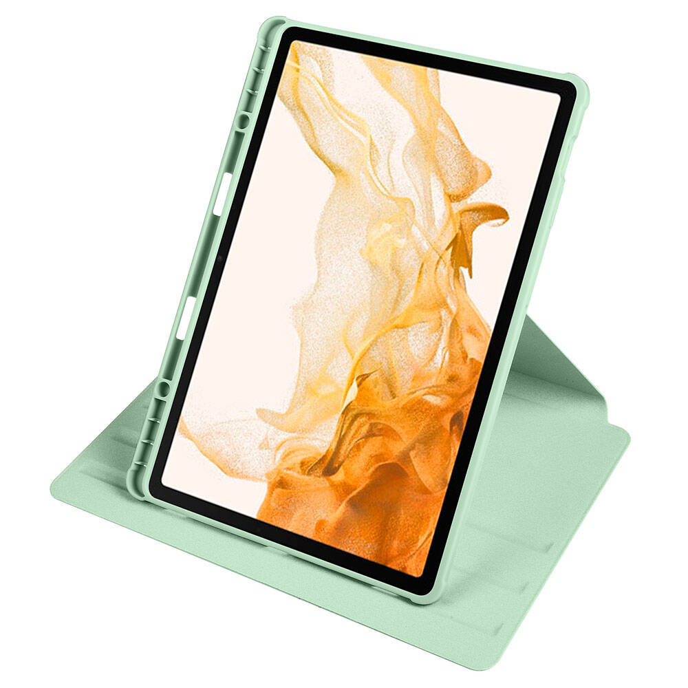 Galaxy Tab S9 Plus Kılıf Zore Termik Kalem Bölmeli Dönebilen Standlı Kılıf Koyu Yeşil
