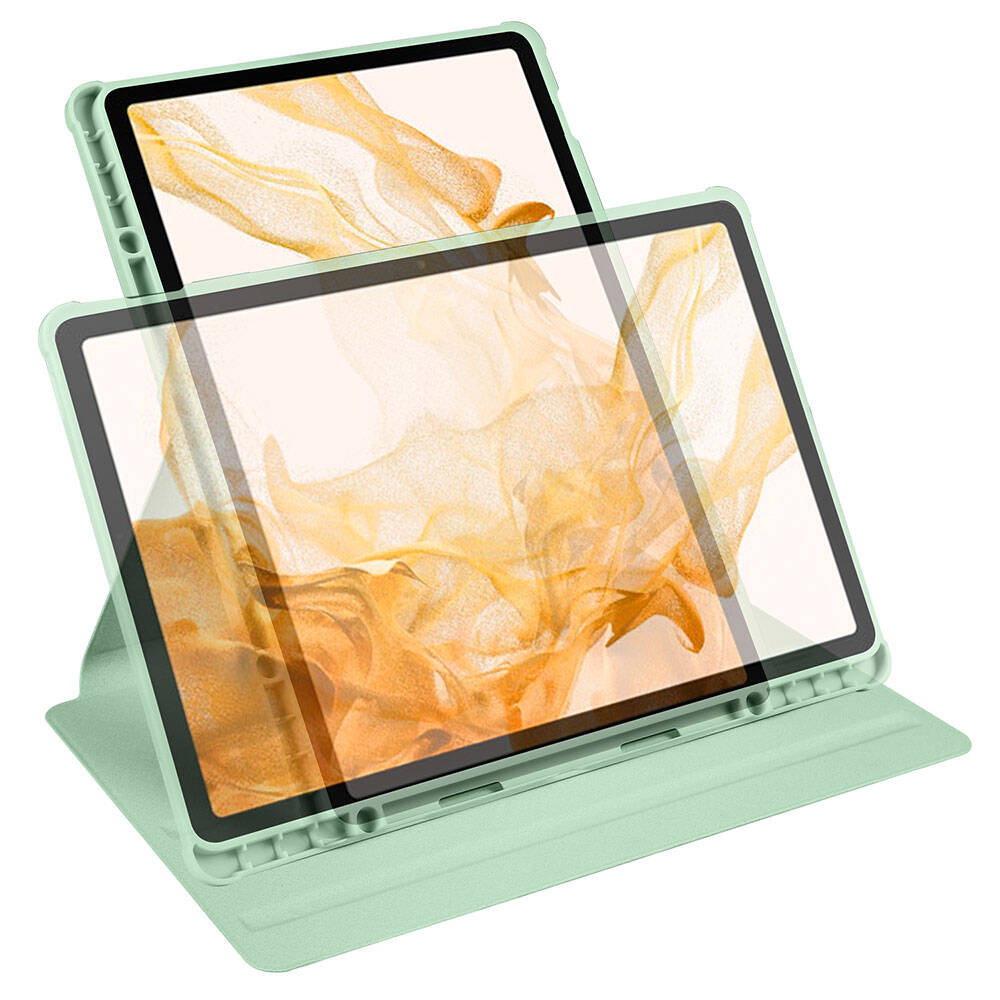 Galaxy Tab S9 Plus Kılıf Zore Termik Kalem Bölmeli Dönebilen Standlı Kılıf Koyu Yeşil