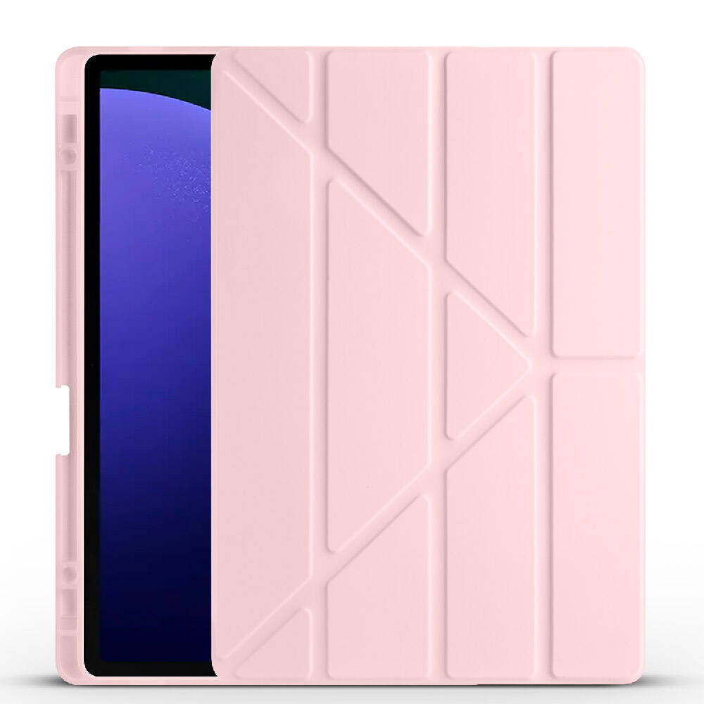 Galaxy Tab S9 Plus Kılıf Zore Tri Folding Kalem Bölmeli Standlı Kılıf Açık Yeşil