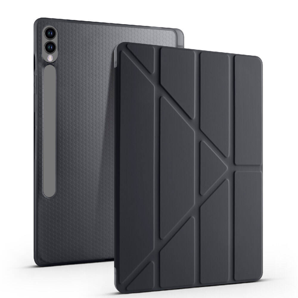 Galaxy Tab S9 Plus Kılıf Zore Tri Folding Kalem Bölmeli Standlı Kılıf Mor