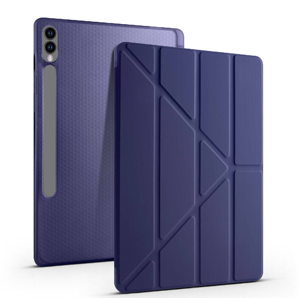 Galaxy Tab S9 Plus Kılıf Zore Tri Folding Kalem Bölmeli Standlı Kılıf Mor