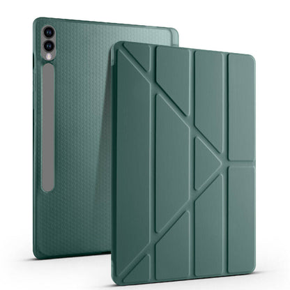 Galaxy Tab S9 Plus Kılıf Zore Tri Folding Kalem Bölmeli Standlı Kılıf Açık Yeşil