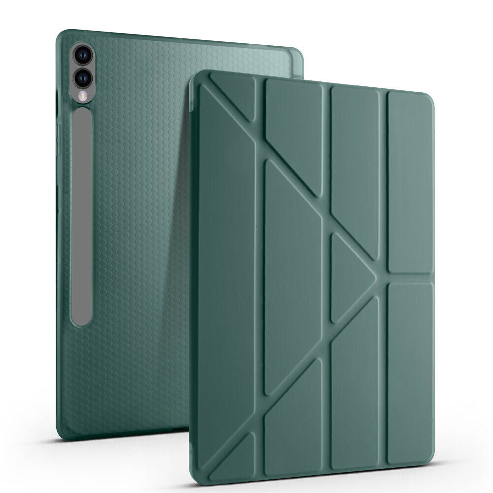 Galaxy Tab S9 Plus Kılıf Zore Tri Folding Kalem Bölmeli Standlı Kılıf Yeşil