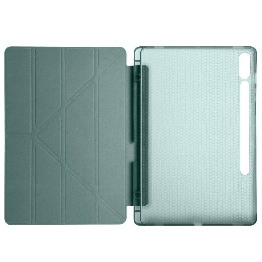 Galaxy Tab S9 Plus Kılıf Zore Tri Folding Kalem Bölmeli Standlı Kılıf Gri