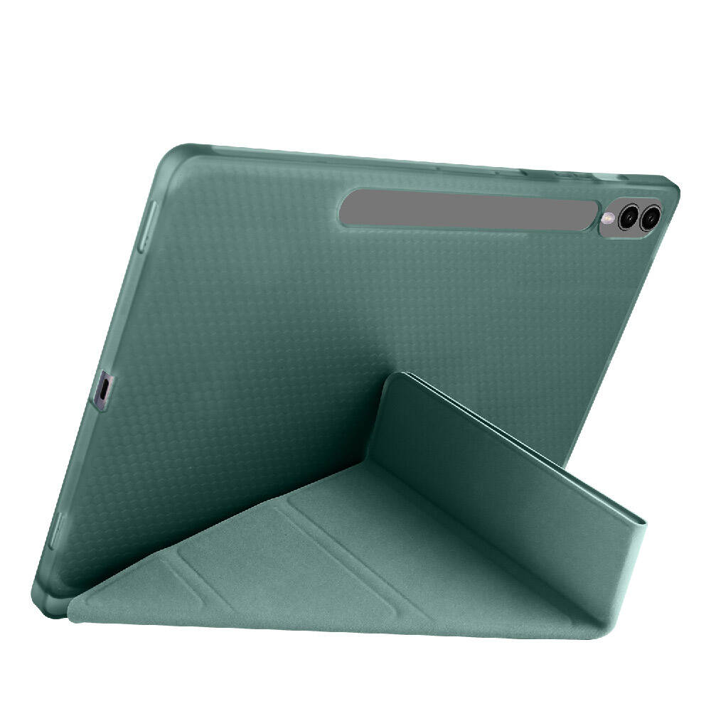 Galaxy Tab S9 Plus Kılıf Zore Tri Folding Kalem Bölmeli Standlı Kılıf Açık Yeşil