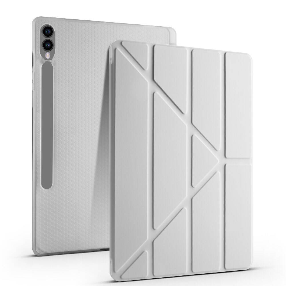 Galaxy Tab S9 Plus Kılıf Zore Tri Folding Kalem Bölmeli Standlı Kılıf Açık Yeşil