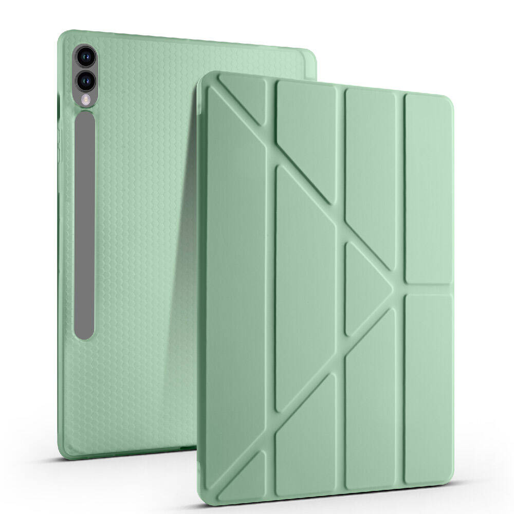 Galaxy Tab S9 Plus Kılıf Zore Tri Folding Kalem Bölmeli Standlı Kılıf Mor