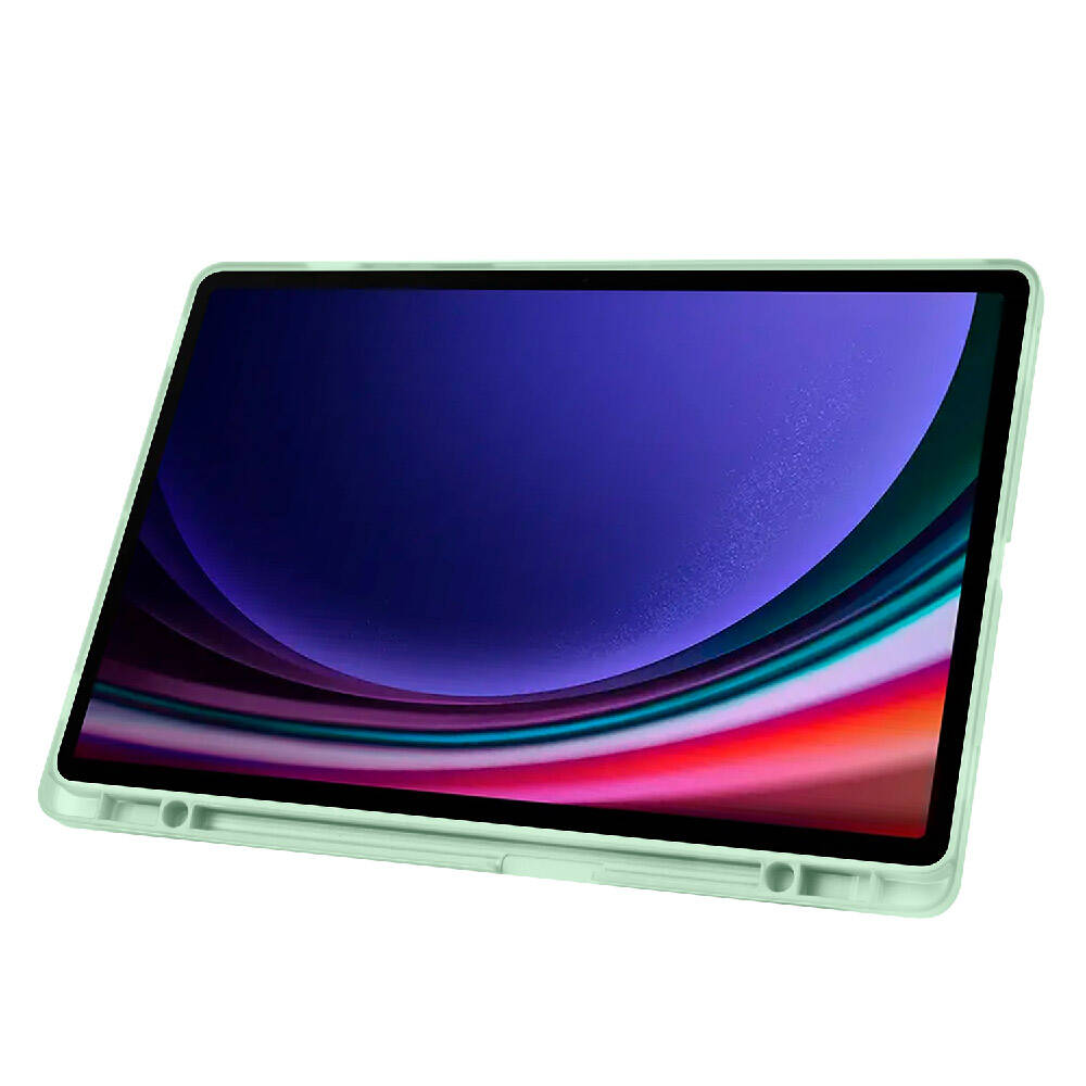 Galaxy Tab S9 Plus Kılıf Zore Tri Folding Kalem Bölmeli Standlı Kılıf Gri
