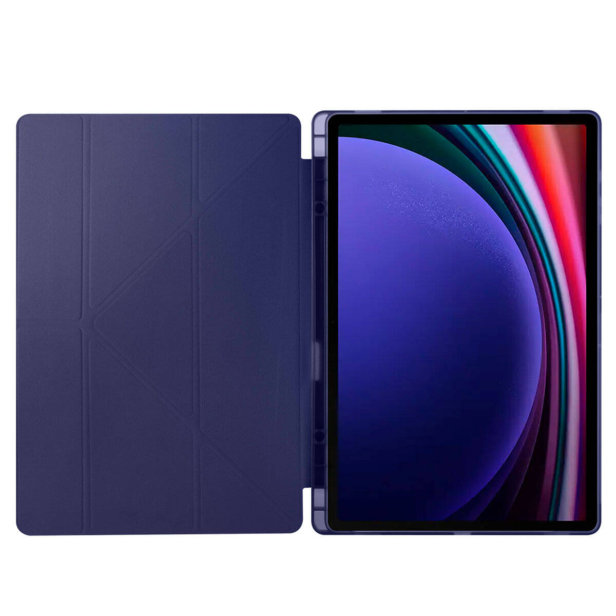 Galaxy Tab S9 Ultra Kılıf Zore Tri Folding Kalem Bölmeli Standlı Kılıf Koyu Yeşil