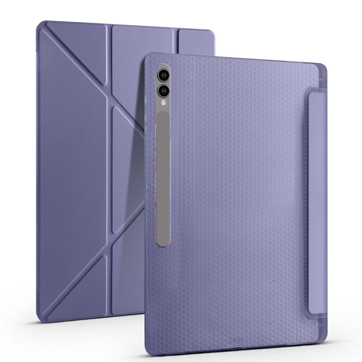 Galaxy Tab S9 Ultra Kılıf Zore Tri Folding Kalem Bölmeli Standlı Kılıf Rose Gold