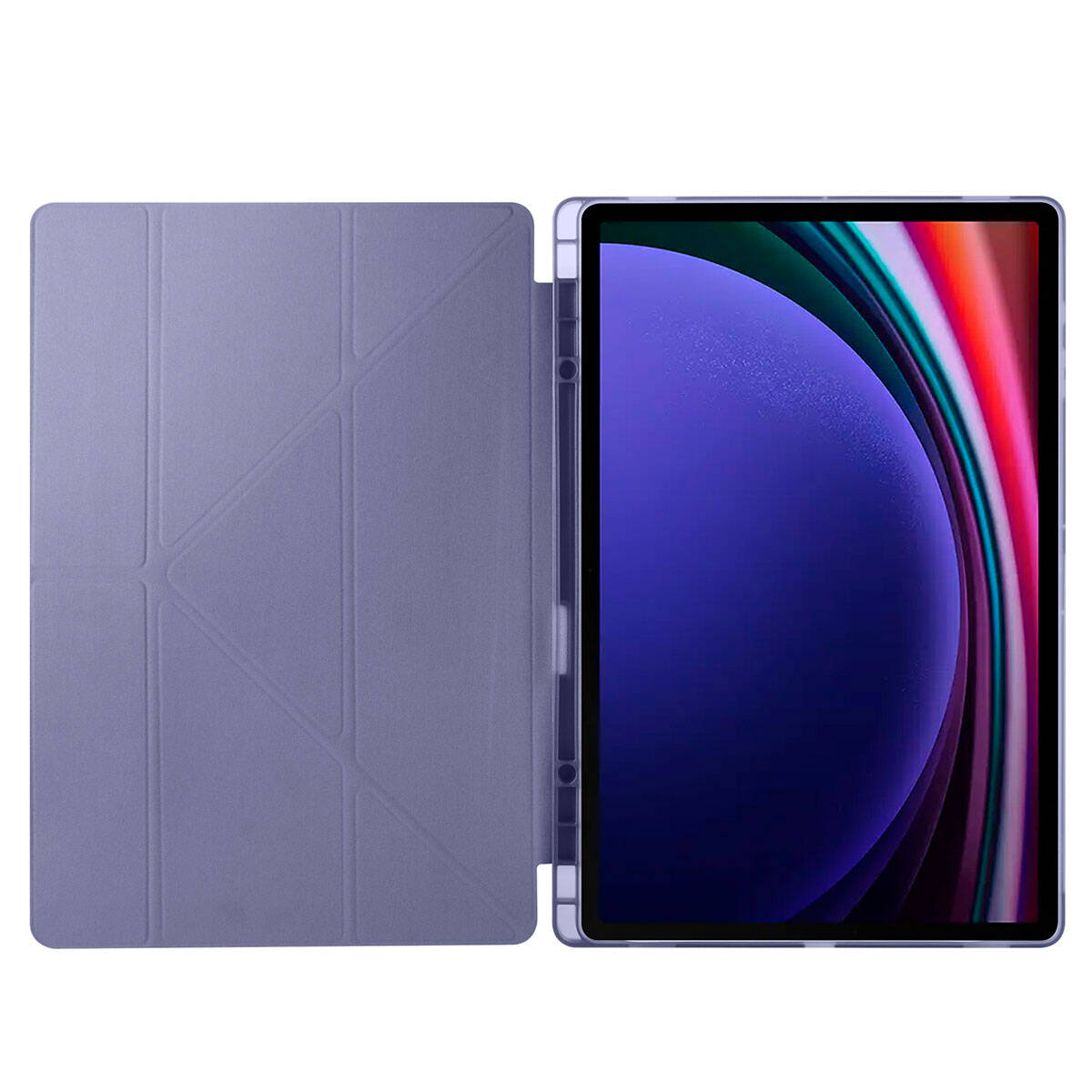 Galaxy Tab S9 Ultra Kılıf Zore Tri Folding Kalem Bölmeli Standlı Kılıf Mavi