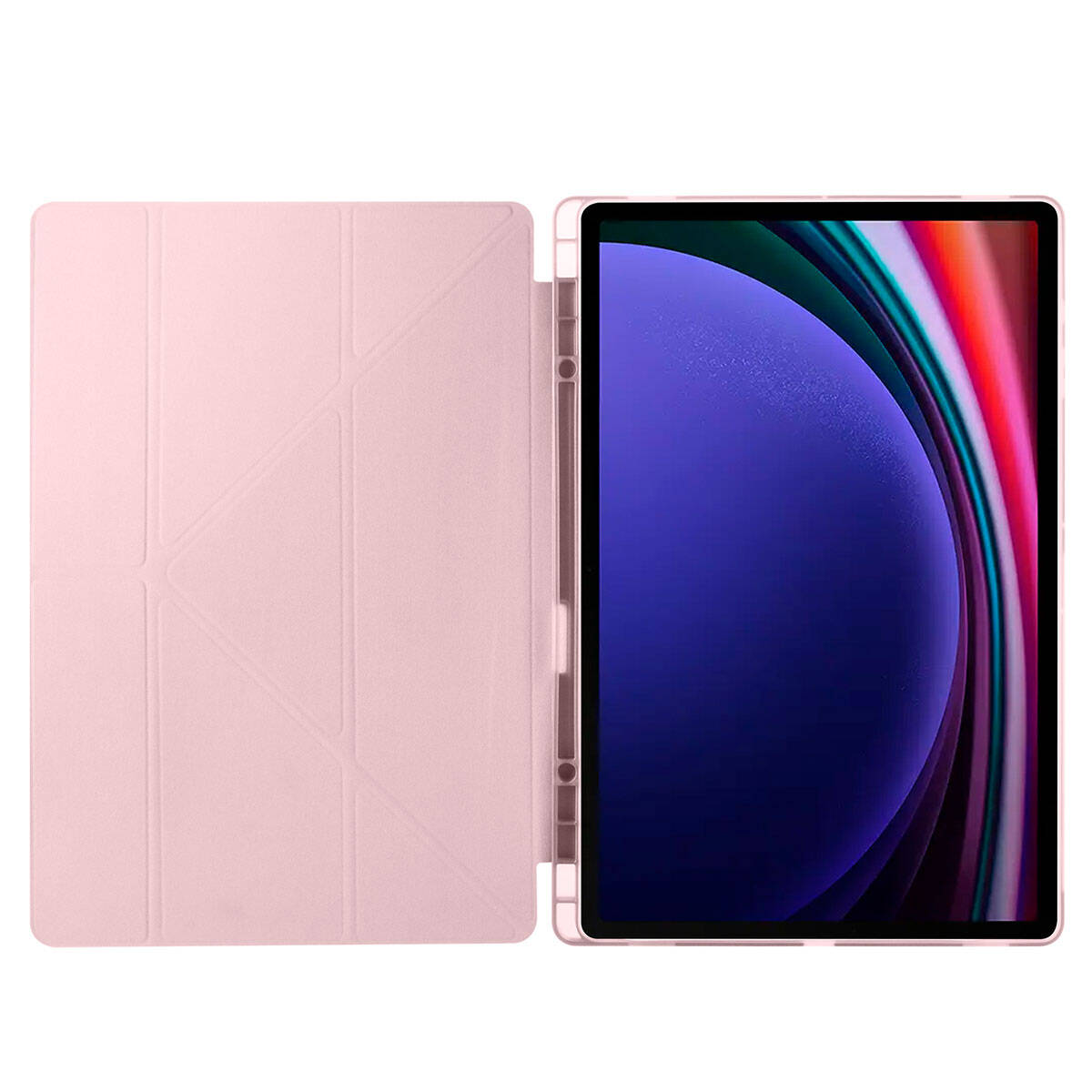Galaxy Tab S9 Ultra Kılıf Zore Tri Folding Kalem Bölmeli Standlı Kılıf Mavi