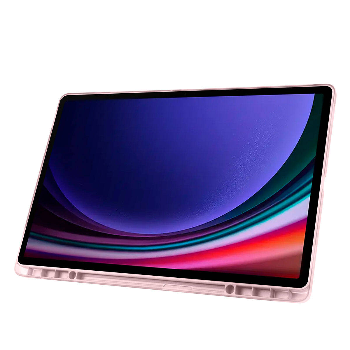 Galaxy Tab S9 Ultra Kılıf Zore Tri Folding Kalem Bölmeli Standlı Kılıf Rose Gold