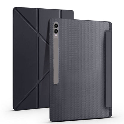 Galaxy Tab S9 Ultra Kılıf Zore Tri Folding Kalem Bölmeli Standlı Kılıf Lacivert