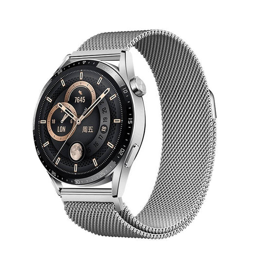 Galaxy Watch 42mm Zore Band-12 20mm Metal Hasır Kordon Gümüş
