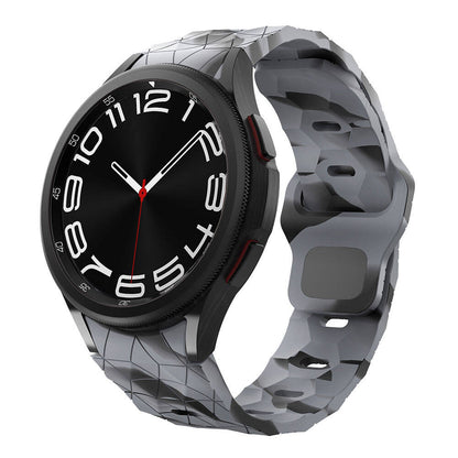 Galaxy Watch 5 44mm Zore KRD-116 20mm Futbol Desenli Spor Tasarımlı Silikon Kordon Siyah-Gri