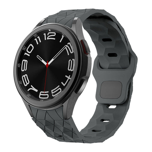 Galaxy Watch 5 44mm Zore KRD-116 20mm Futbol Desenli Spor Tasarımlı Silikon Kordon Koyu Gri