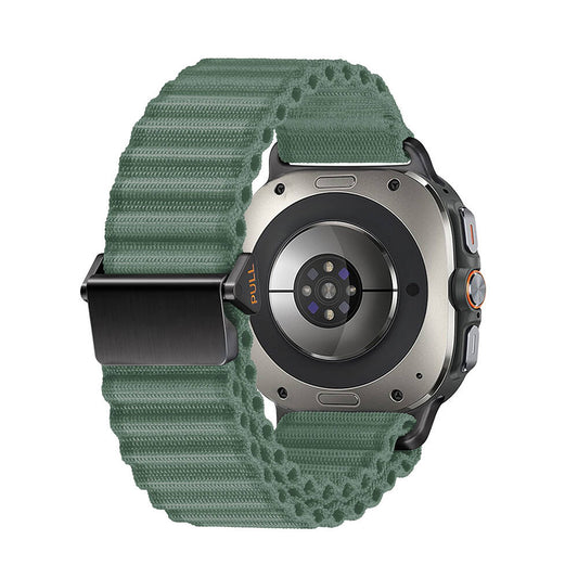 Galaxy Watch Ultra 47mm Zore KRD-120 Naylon Kumaş Hasır Örgülü Kordon Yeşil