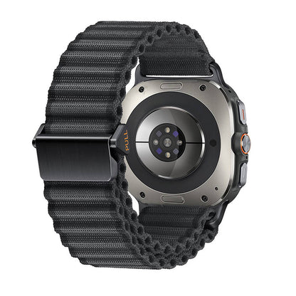 Galaxy Watch Ultra 47mm Zore KRD-120 Naylon Kumaş Hasır Örgülü Kordon Siyah
